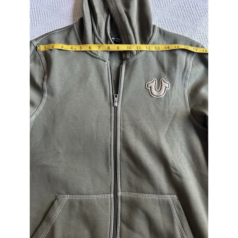 True Religion Men's TNL Puff Buddha Zip Hoodie Kalamata Green Size M NWT